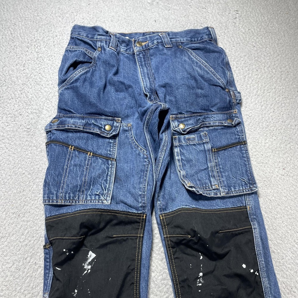 Carhartt Multipocket Denim Carpenter Cargo Jeans Mens 32x32 EB229 Utility VTG - Picture 2 of 13
